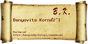 Benyovits Kornél névjegykártya